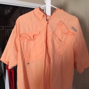 Peach Columbia Short Sleeve Button Down